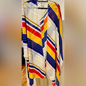 Women's Multi Color Striped Sheer Kimono Cape Shawl Size XS.